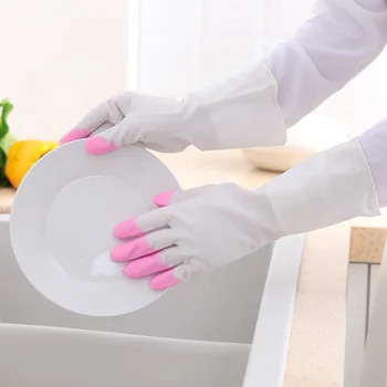 Indų plovimo pirštinės vandeniui gumos latekso plonas skirsnio virtuvės patvarus skalbimo pirštinės buitinės valymo namų ruoša pora