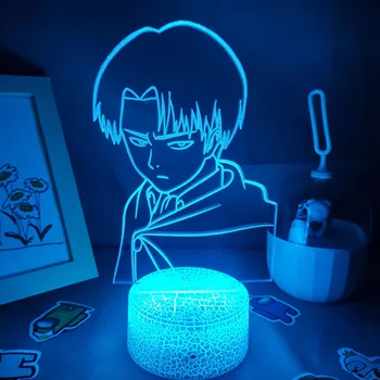 Išpuolis Titan Anime Pav Kapitonas Levi Akermano Led 3D Naktį Žibintai Kietas Dovana Baterija Lavos Lempos Manga Miegamasis RGB Neon Dekoras