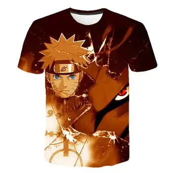 Japonijos Anime Harajuku Vaikai Naruto T-shirt 3D HD Spausdinimo Anime ir Animacinių filmų Juokinga T Marškinėliai Berniukams ir Mergaitėms trumparankoviai O-Kaklo Marškinėlius
