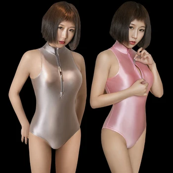 Japonų Maudymosi Kostiumai Seksualus Triko Riebiai maudymosi kostiumėlį, Thong bikini Užtrauktukas Triko be Rankovių vientisi maudymosi Kostiumėliai Moterims, Maudymosi