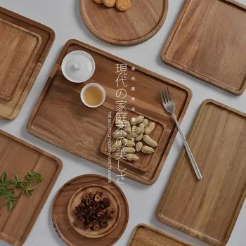 Japonų Medinės duona plokštė namų apvalios medienos masyvo medinės lentelės taurės vaisių plokštė, medinės lentelės Duonos Desertas Pyragas Plokštė