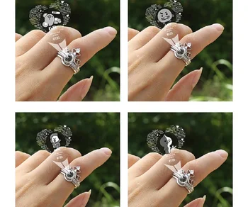 JCBTSHBulletproof Jaunimo Grupė projekcija moterų žiedas su individualizuotas atidarymo žiedas dvi spalvas, nuimamas du nešioja