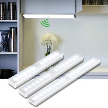 Judesio Jutiklis LED Naktį Žibintai USB Įkrovimo Sienos Lempos Virtuvės Spinta, Spintelė lempos Laiptai Spinta Kambaryje Šviesos Eilėje