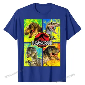 Juros Periodo Parkas Keturių Skirtingų Dinozaurų Veidus Grafinis T-Shirt Viršūnes & Tees Funky Geek Medvilnės Vyrų Tshirts Atsitiktinis