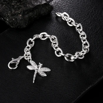 Karšto naujas populiarus 925 sterlingas sidabro Cirkonis dragonfly grandinės apyrankės moterims vestuves bauda Kalėdų dovanos, prabangūs Papuošalai