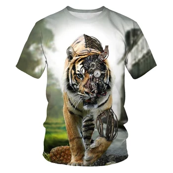 Karšto pardavimo vyriški 3DT marškinėliai vasarą, gyvūnų pasaulyje tigras modelis, kietas skaitmeninis spausdinimas modelis, unisex mados O-kaklo marškinėliai