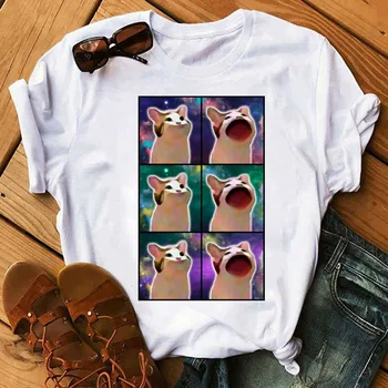 Kawaii Katė Marškinėliai Juokinga Moterų Marškinėliai Moteriška Vasarą Animacinių filmų Topai marškinėliai trumpomis Rankovėmis Tee Marškinėliai Mielas Grafinis Tee Moterims T-shirt