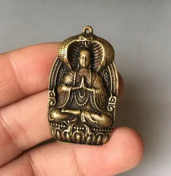 Kinijos gryno žalvario Ksitigarbha Bodhisatvos amuletas pakabukas