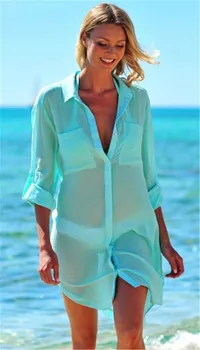 Kišenėje Mergina 2020 M Sexy Sarongs Bikini Paplūdimio Tunika Paplūdimio Cover Up Maudymosi Kostiumą, Baltas Chalatas De Plage Swimsuit Moterys Danga-Ups Pareo