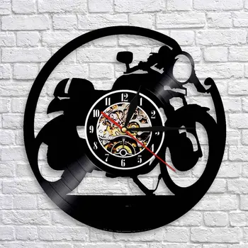 Klasikinis Motociklas Vinilo Sienos Laikrodis Cafe Racer Laikrodis Rankų Darbo Vinilo Sienos Laikrodis Motociklas Laikrodis, Motociklininkas Lenktynininkas Vairuotojai Dovana