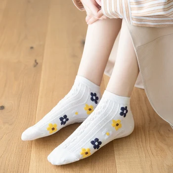 Kulkšnies kojinės gatvės stiliaus meias mielos moterys harajuku laimingas sokken japonijos mados calcetines moteris dizaineris medvilnės kawaii trumpų kojinių