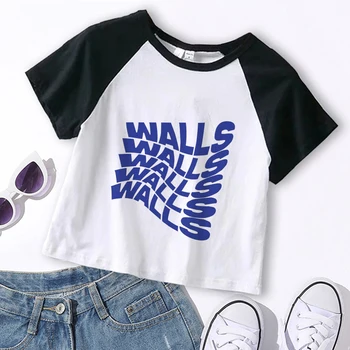 Kūdikių T Shirts Y2k Pasėlių Viršuje Kawaii Marškinėliai Moterims Vasara O-kaklo Louis Tomlinson Sienos trumpomis Rankovėmis Slim Streetwear Harajuku Tee