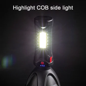 LED+COB Aukštos Kokybės Galingas Taktinis Led Žibintuvėlis Žibintuvėlis Įkraunamas 18650 Baterija Vandeniui Kempingas Medžioklės Žibintų