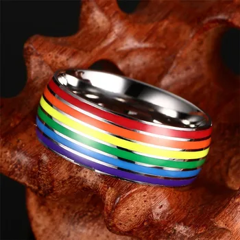 LETAPI 2020 Naujas Mados Aukštos Kokybės 8mm Aukso Sidabro Spalvos Nerūdijančio Plieno Vaivorykštė Pasididžiavimas Lesbiečių Pilka Vestuvių Žiedą, kad Vyras, Moteris
