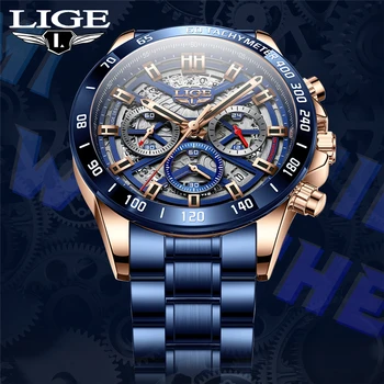 LIGE 2021 Vyrai Žiūrėti Top Brand Prabanga Vandeniui Kvarciniai Rankiniai Laikrodžiai Vyrams Datą Sporto Nerūdijančio Plieno Laikrodis Vyrų Montre Homme