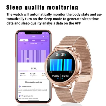 LIGE Smart Watch Moterų Kūno Temperatūra Smart Apyrankę IP67 atsparus Vandeniui Kraujo Spaudimas Moterų Smartwatch Už Andriod 