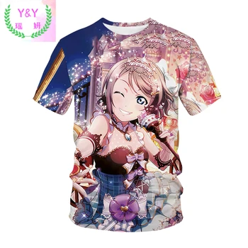 Love Live T-shirt Anime Stiliaus Vyrų, Moterų Streetwear Atsitiktinis Mados Tees Viršūnes Hip-Hop Unisex Drabužių Kawaii Girl 3D Spausdinimo Apykaklės