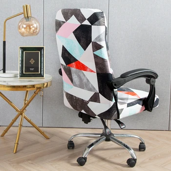 M/L Geometrijos Spausdinti Elastinga Ruožas Biuro Kėdė Padengti Skalbti Kompiuterio Rankos Kėdės Slipcover Pasukti Kėdė Apsauginis dangtelis