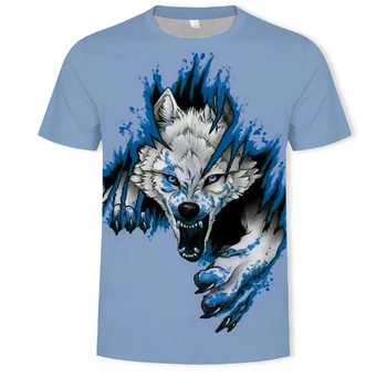 Mados naujų gyvūnų wolf 3d spausdinimo vyriški trumparankoviai marškinėliai gamykloje tiesioginio pardavimo atsitiktinis palaidų labdaros vyrų streetwear