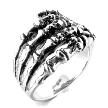 Mados Unisex Kaukolė Nerūdijančio Plieno Žiedas Vyrų Žiedas Papuošalai Rankų Kaulų Punk Rock Skeletas Žiedas