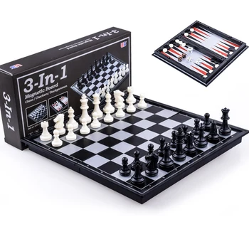 Magnetinio Nardai, Šachmatai Šaškės Nustatyti, Sulankstomas stalo Žaidimas 3-in-1 Kelių Tarptautinės Šachmatų Lankstymo Šachmatų Nešiojamų stalo Žaidimas