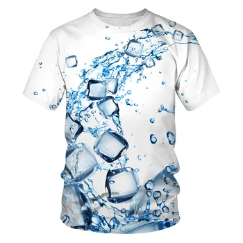 Marškinėliai Naujas Vasaros vyriškų Drabužių Vandens Lašas Ice Cube T-shirts 3d Skaitmeninio Spausdinimo Berniukų, Mergaičių Hip-hop ' Cool Trumpas rankovėmis marškinėliai