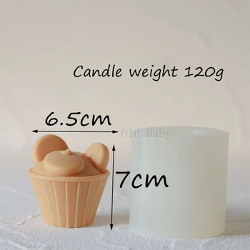 Mažai Lokys Cupcake Žvakė Silikono Formos 3D Tortas Taurės Žvakės Dizaino Aromaterapija Žvakės Priėmimo