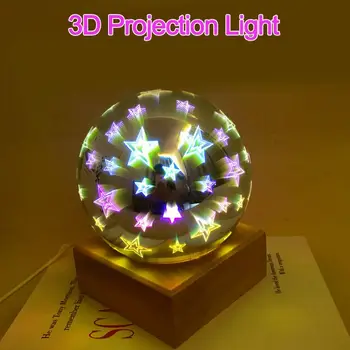 Medienos spalvinga 3d Šviesos Magija Projektorius ball 3D Lempa USB maitinimo miegamojo atmosferą naktį šviesos dangaus Stalo Lempa