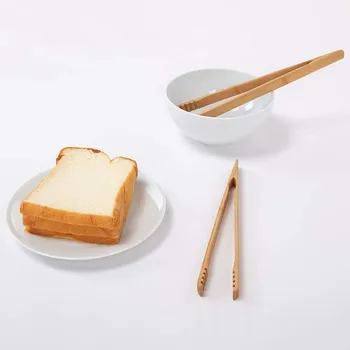 Mediniai taurę žnyplės šoninė arbatos žnyplės bambuko virtuvės salotos maisto taurę, medinės žnyplės