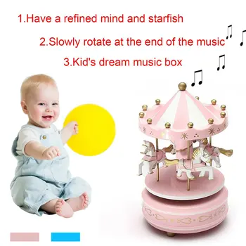 Merry-Go-Round Medinė muzikinė Dėžutė Žaislas, Vaikas, vaikų Žaidimo Namų Dekoro Karuselė arklių Music Box Kalėdų, Vestuvių, Gimtadienio Dovana