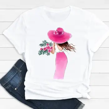 Moterų Drabužiai Animacinių filmų Saldus Mielas Mujer Camisetas Vasaros Spausdinti Mados trumpomis Rankovėmis Marškinėlius Moterų Tee Viršuje Grafinis T-shirt