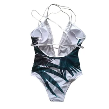 Moterų Plaukimo lapų spausdinimo strappy apynasrio Paplūdimio maudymosi kostiumėlį, maudymosi Kostiumėliai, Maudymosi Monokini Push Up Paminkštintas Bikini Maudymosi N50