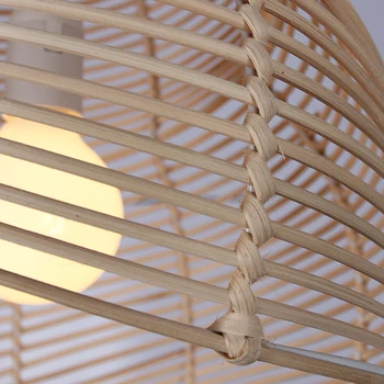 Myli sieniniai šviestuvai E27 bambuko kabinti lempas kūrybos rotango lempos šviesos rungtynių modernių namų apdailos šviestuvas, pakabos
