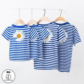 Nauja Daisy Tėvų-vaikų marškinėliai Vaikų Trumpas rankovėmis marškinėlius tėtis ir sūnus Pora Drabužiai Šeimai derinti Drabužius