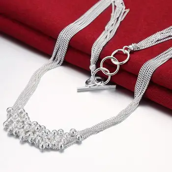 Naujas Atvykimo 925 Sidabro Karoliai Mados Dizaino Šveitimas Apvalių Rutuliukų Grandinės Karoliai Moterų Fine Jewelry