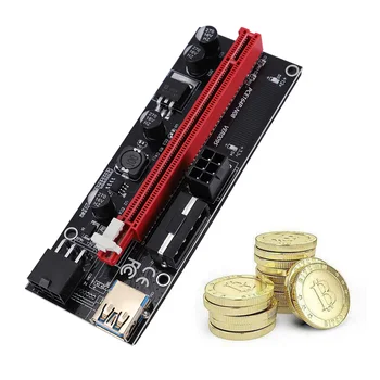 Naujas Atvykimo PCI-E Riser 6Pcs/Pak USB 3.0 Pci-E Riser Ver 009S Express 1X Iki 16X Extender Stovo Adapteris 15, 6-Pin, Maitinimo Kabelis
