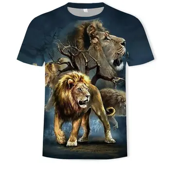 Naujas mados 3D atspausdintas gyvūnų liūtas modelis T-shirt gatvės drabužiai, vyrų ir moterų mados T-shirt Harajuku marškinėliai T-shirt trumpas sl