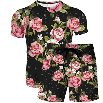 Naujas Sukama trumpomis Rankovėmis T-shirt Vasaros Vyrų Atsitiktinis Viršų 3DT Marškinėlių Mada Marškinių Dydį, Streetwear + Šortai Dviejų dalių