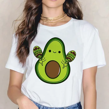 Nauji karšto pardavimo spausdinti kawaii animacinių filmų laisvalaikio moteriški marškinėliai grafika avokadų avokado trumpas rankovės marškinėliai