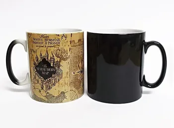 Naujosios magiškos runos marauders žemėlapis išdaiga komiksų temperatūrai jautriems kavos puodeliai, spalva keičiasi puodeliai kūrybos arbatos puodeliai pieno