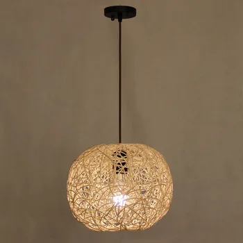 Nemokamas pristatymas Vytelių Pintais Pakabukas lempa, Rankomis Austi bambuko dome Pakabukas žibintas, Japonijos lempos Dizainas