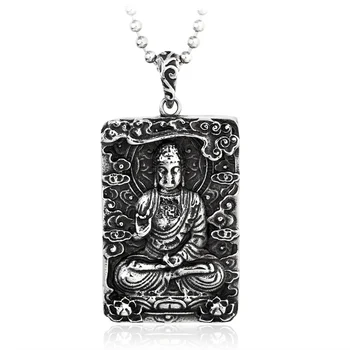 Nerūdijančio plieno amuletas buda karoliai mados vyrų pakabukas religijos kinų stiliaus Avalokitešvara papuošalai