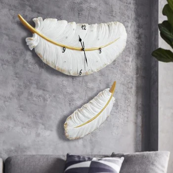 Nordic Light luxury plunksnų sienų apdailai kambarį namo sienos tyli laikrodis laikrodis kūrybinė asmenybė sieninis laikrodis pakabukas