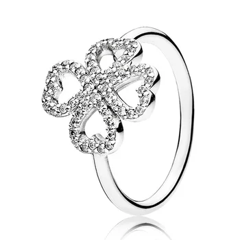 Nutiesti Žiedlapių Meilės Širdyje, Oriental Žiedų Primrose Vienas Su Kristalų Žiedas 925 Sterling Silver 