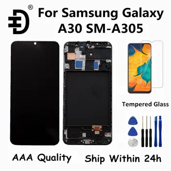 OLED LCD Samsung Galaxy A30 LCD Ekranas Jutiklinis Skydelis skaitmeninis keitiklis LCD Samsung A305 SM-A305F LCD Pakeitimas Su karkasu