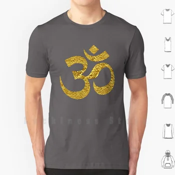 Om Simbolis Aukso Marškinėliai 6xl Medvilnės Kietas Tee Indijos Mantra Joga Budizmas, Induizmas Janism Sikhizmas Aukso Aukso Blizgučiai Aukso Folija
