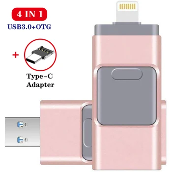 OTG USB 3.0 Flash Drive, 16 32G 64G 128G 256G Memory Stick Pen Nykščio, Skirtų 