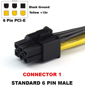 PCIe 6 Pin Male 8-Pin (6+2) Vyrų PCIe Adapteris, Maitinimo Kabelis PCI Express ilgiklis 50cm