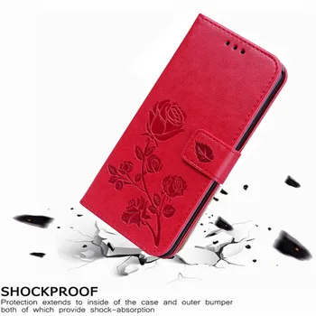 Prabangus Odinis Flip Book Case for Samsung Galaxy Core II 2 G355 G355H G3559 Rožių Gėlių Piniginės Stovėti Atveju Telefono Dangtelį Krepšys