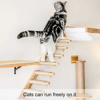 Prie Sienos Montuojamas Katė Laipiojimo Laiptais Mediena, Laiptai Pet Baldai Kačiukas Wall Shelf Set Cat, Ešeriai, Medinės Braižymo Alpinistinės Katės Medis